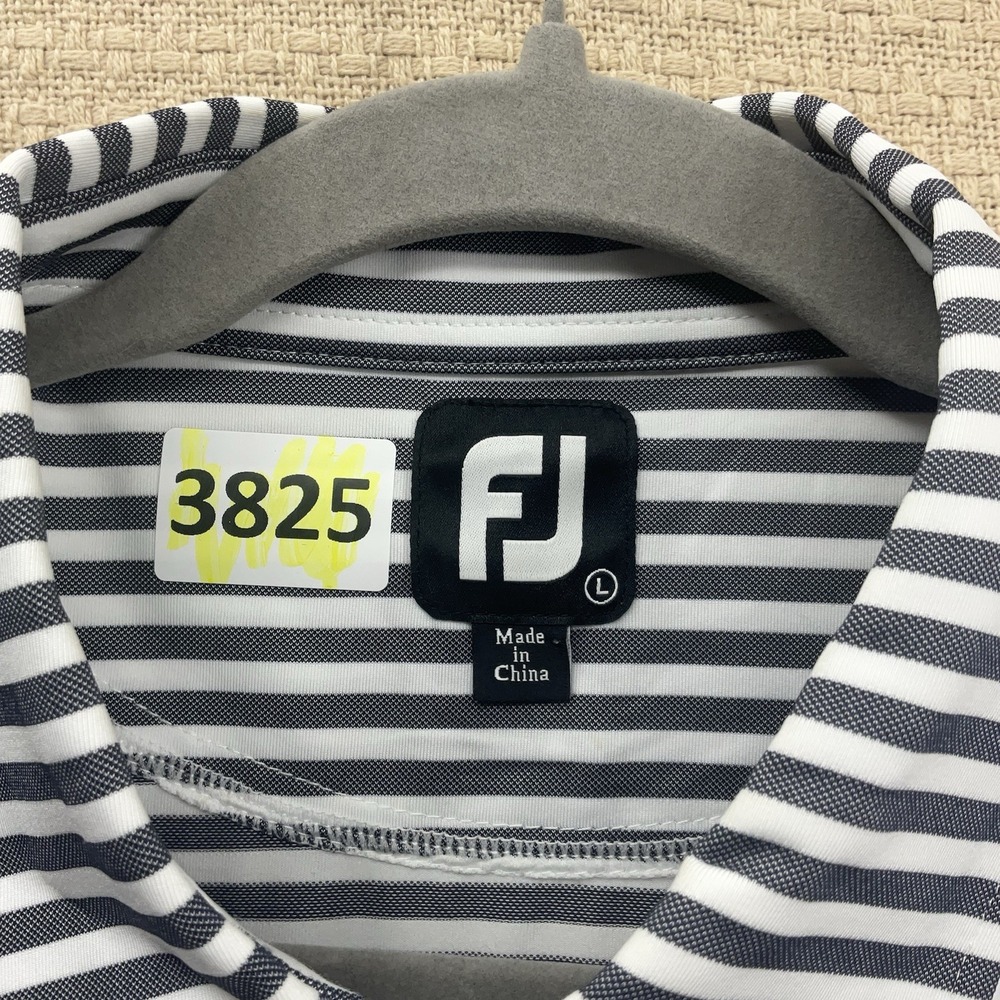 FootJoy Oxford Stripe Jacquard Jersey Polo Shirt Mens Large Gray /White WornOnce - Picture 4 of 9
